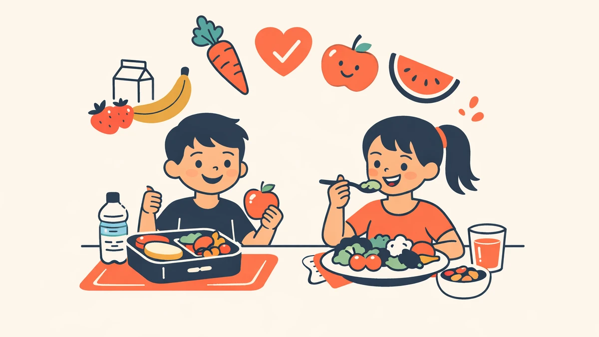 Child eating a healthy balanced meal